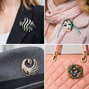 Vintage Set of 4 Lapel Scarf Hat Purse Pins Brooches